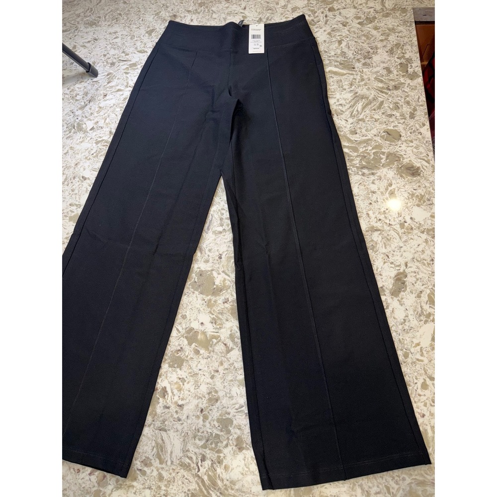 Eileen Fisher Petite Black High Waisted Wide Leg Pintuck Pants F6TK-P4940P PS PP
